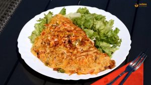 omelette with bacon cheese vegetables and sour cream recipe