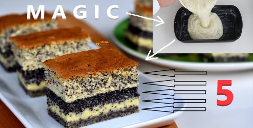 Magic poppy seed 5 layers cake recipe